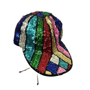 JC Sequin Beaded Baseball Hat Colorful Vintage